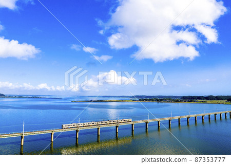 Take a bird's-eye view of Kitaura and JR Kashima Line in summer 87353777
