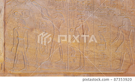 Karnak Temple in Luxor, Egypt. The Karnak Temple Complex, commonly known as Karnak, comprises a vast mix of decayed temples, chapels, pylons, and other buildings in Egypt. 87353920