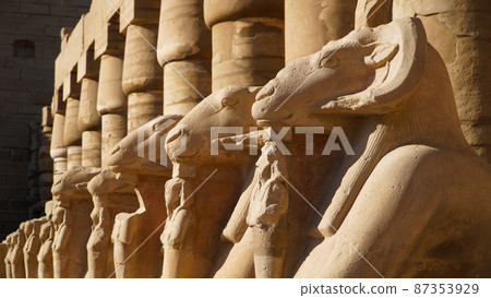 Karnak Temple in Luxor, Egypt. The Karnak Temple Complex, commonly known as Karnak, comprises a vast mix of decayed temples, chapels, pylons, and other buildings in Egypt. 87353929