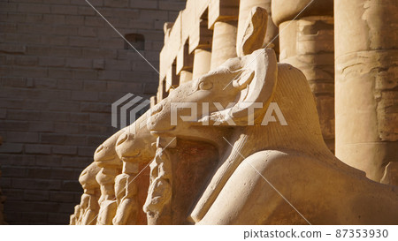 Karnak Temple in Luxor, Egypt. The Karnak Temple Complex, commonly known as Karnak, comprises a vast mix of decayed temples, chapels, pylons, and other buildings in Egypt. Karnak Temple in Luxor, Egypt. The Karnak Temple Complex, commonly known as Karnak, comprises a vast mix of decayed temples, chapels, pylons, and other buildings in Egypt. 87353930