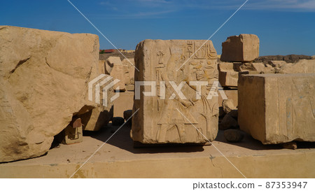 Karnak Temple in Luxor, Egypt. The Karnak Temple Complex, commonly known as Karnak, comprises a vast mix of decayed temples, chapels, pylons, and other buildings in Egypt. 87353947