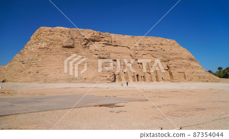 Aswan, Egypt : temple of Nefertari next to the temple of Abu Simbel temple of Pharaoh Ramses II in southern Egypt in Nubia next to Lake Nasser. 87354044