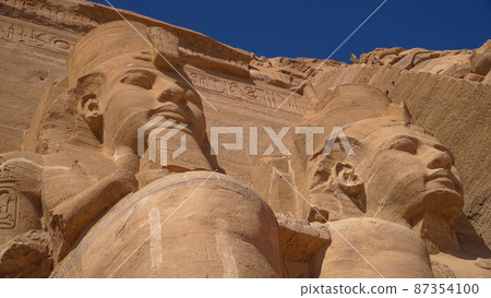 Aswan, Egypt : Great Abu Simbel temple of Pharaoh Ramses II in southern Egypt in Nubia next to Lake Nasser. 87354100