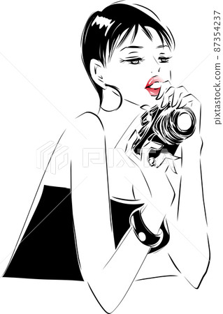 一個女人帶著照相機 一個女人帶著照相機 87354237