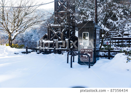 Hinohara Village, Nishitama District, Tokyo, Tokyo Citizen's Forest, EV QUICK charger for electric vehicles and snow scene 87356434
