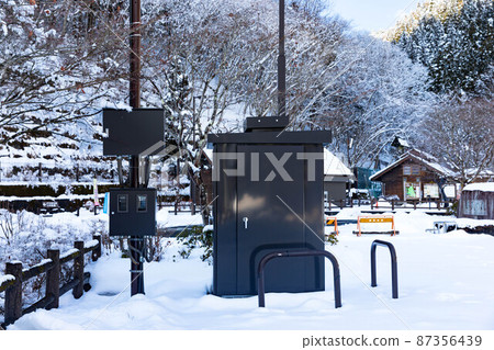 Hinohara Village, Nishitama District, Tokyo, Tokyo Citizen's Forest, EV QUICK charger for electric vehicles and snow scene Hinohara Village, Nishitama District, Tokyo, Tokyo Citizen's Forest, EV QUICK charger for electric vehicles and snow scene 87356439