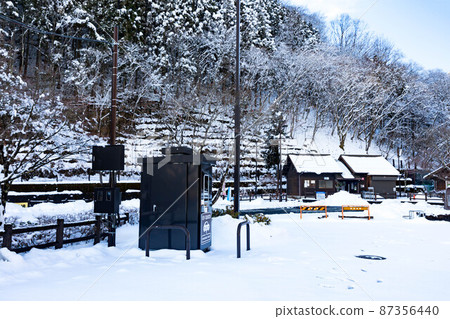 Hinohara Village, Nishitama District, Tokyo, Tokyo Citizen's Forest, EV QUICK charger for electric vehicles and snow scene Hinohara Village, Nishitama District, Tokyo, Tokyo Citizen's Forest, EV QUICK charger for electric vehicles and snow scene 87356440
