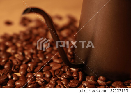 Night coffee time, drip pods and coffee beans Night coffee time, drip pods and coffee beans 87357185
