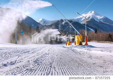 Ski resort Bansko, Bulgaria, cable car Ski resort Bansko, Bulgaria, cable car 87357205