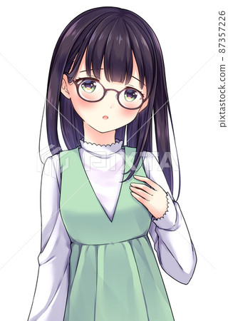 動漫風格的女性角色害羞的臉 87357226