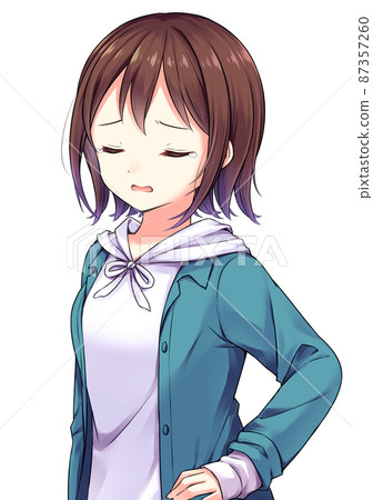 動漫風格的女性角色悲傷 87357260
