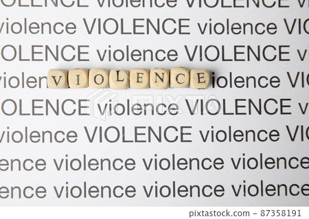 Sheet of paper with words VIOLENCE, top view Sheet of paper with words VIOLENCE, top view 87358191