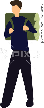 Illustration of a man traveling with a backpack and backpack Hiking, camping, and the outdoors 87358957