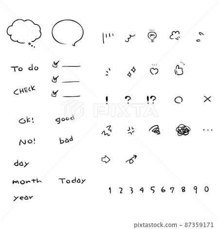 Handwritten style cute mini icon set Handwritten style cute mini icon set 87359171