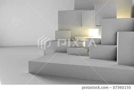 Abstract architectural background with cube construction or stage and light beam inside. 3D illustration Abstract architectural background with cube construction or stage and light beam inside. 3D illustration 87360150