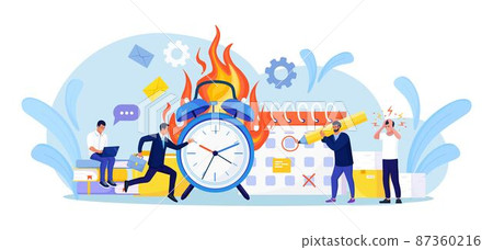 Deadline Disruption. Office Workers Working Overtime. People in High Stress Conditions. Many Work and Few Time. Exhausted, Frustrated Employee in Hurry. Panic and Acute Stress Disorder in Office Deadline Disruption. Office Workers Working Overtime. People in High Stress Conditions. Many Work and Few Time. Exhausted, Frustrated Employee in Hurry. Panic and Acute Stress Disorder in Office 87360216