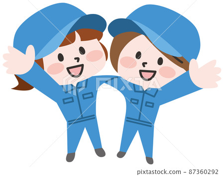 Illustration of workers crossing their shoulders Illustration of workers crossing their shoulders 87360292