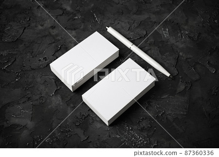 Blank business cards, pen Blank business cards, pen 87360336