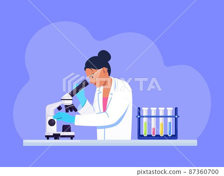 Young woman scientist looking through a microscope in a laboratory doing chemical research, microbiological analysis or medical test 87360700