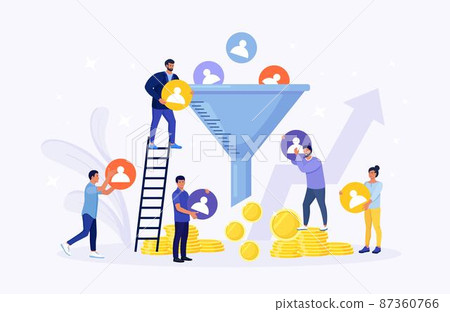 Process of communication and attracting new customers, followers, making profit. Sales funnel of leads, prospects. Business strategy. Monetization tips. Increasing conversion rates SMM strategies 87360766