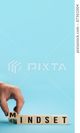Mindset Word Written In Wooden Cube, business concept. Mindset b 87361004