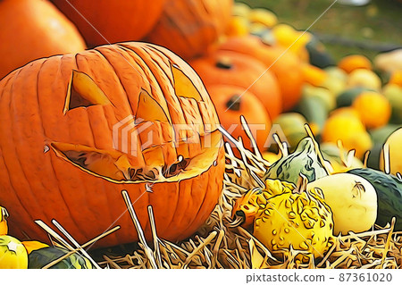 Pastel style "English garden Halloween" illustration image 87361020