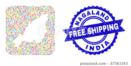 Free Shipping Rubber Stamp Seal and Nagaland State Map Arrow Subtracted Mosaic Free Shipping Rubber Stamp Seal and Nagaland State Map Arrow Subtracted Mosaic 87361563