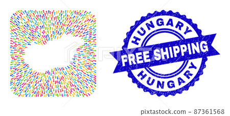 Free Shipping Grunge Badge and Hungary Map Arrow Inverted Mosaic Free Shipping Grunge Badge and Hungary Map Arrow Inverted Mosaic 87361568