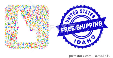 Free Shipping Grunge Stamp and Idaho State Map Pointing Subtracted Mosaic Free Shipping Grunge Stamp and Idaho State Map Pointing Subtracted Mosaic 87361619