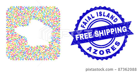 Free Shipping Watermark Stamp and Faial Island Map Direction Inverted Mosaic 87362088