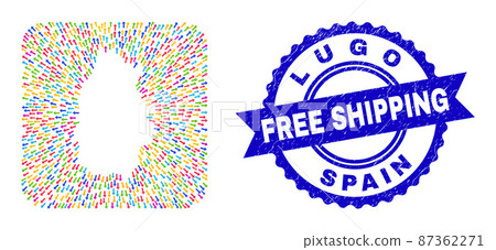 Free Shipping Grunge Badge and Lugo Province Map Motion Inverted Mosaic Free Shipping Grunge Badge and Lugo Province Map Motion Inverted Mosaic 87362271