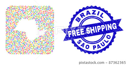 Free Shipping Grunge Badge and Sao Paulo State Map Evacuation Hole Mosaic Free Shipping Grunge Badge and Sao Paulo State Map Evacuation Hole Mosaic 87362365