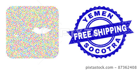 Free Shipping Scratched Stamp Seal and Socotra Archipelago Map Motion Hole Mosaic 87362408