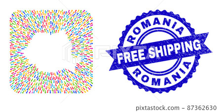 Free Shipping Rubber Badge and Romania Map Navigation Hole Mosaic 87362630