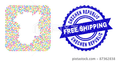 Free Shipping Rubber Seal and Chechen Republic Map Pointing Subtracted Mosaic 87362838