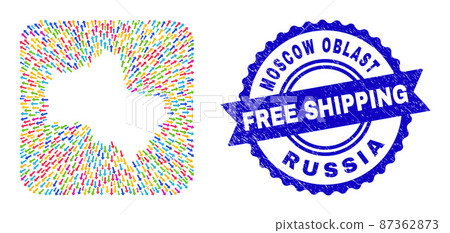 Free Shipping Scratched Stamp and Moscow Region Map Evacuation Subtracted Mosaic Free Shipping Scratched Stamp and Moscow Region Map Evacuation Subtracted Mosaic 87362873
