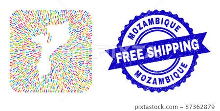 Free Shipping Watermark Badge and Mozambique Map Moving Stencil Mosaic 87362879
