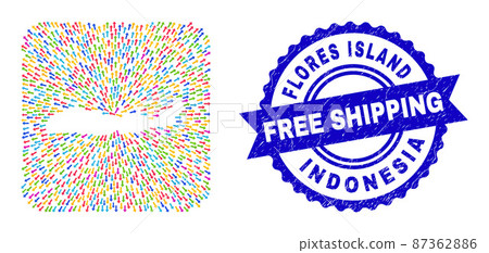Free Shipping Scratched Stamp and Flores Island of Indonesia Map Navigation Stencil Mosaic Free Shipping Scratched Stamp and Flores Island of Indonesia Map Navigation Stencil Mosaic 87362886