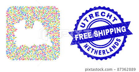 Free Shipping Scratched Seal and Utrecht Province Map Evacuation Subtracted Mosaic 87362889