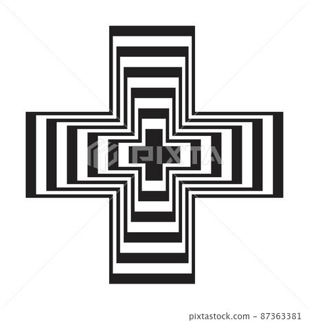 Abstract cross lines vector geometric shape for logo, web, print and modern and contemporary design wall art background in a glyph illustration 87363381