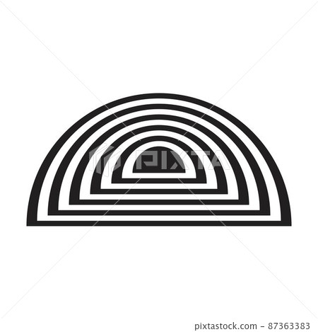 Abstract semicircle lines vector geometric shape for logo, web, print and modern and contemporary design wall art background in a glyph illustration 87363383