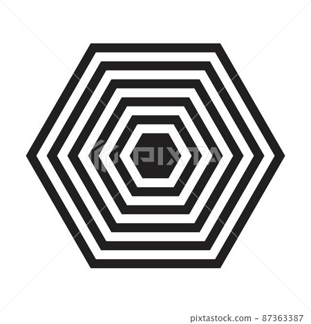 Abstract hexagon lines vector geometric shape for logo, web, print and modern and contemporary design wall art background in a glyph illustration Abstract hexagon lines vector geometric shape for logo, web, print and modern and contemporary design wall art background in a glyph illustration 87363387