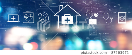 Telehealth theme with city lights at night 87363971