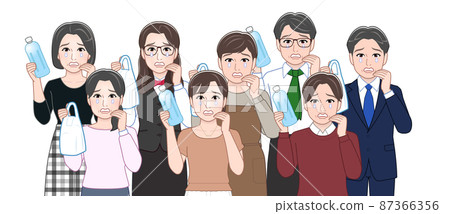 People with plastic trash 87366356