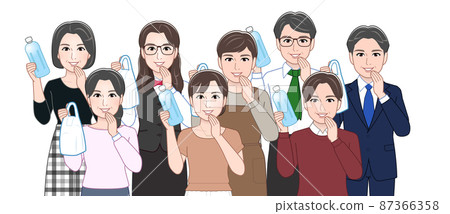 People with plastic trash 87366358