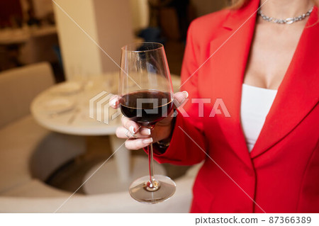 close-up of gorgeous woman with a glass of champagne. party and holiday celebration. close-up of gorgeous woman with a glass of champagne. party and holiday celebration. 87366389