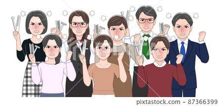 People with disposable trash 87366399