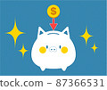 Cute piggy bank ｜ $ ｜ Dollar ｜ Coins 87366531