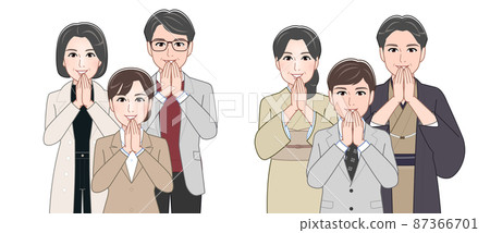 兩對年輕人和父母歡呼 87366701