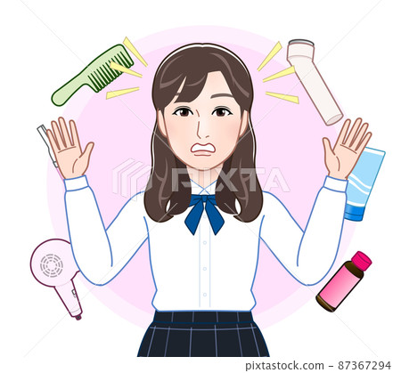年輕女性和美容護理產品 87367294